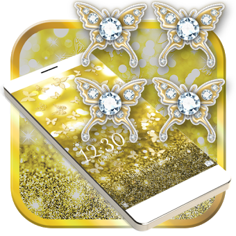 Butterflies Locker Gold Glitter