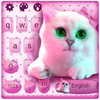 Cute Kitty Pink Bow Keyboard