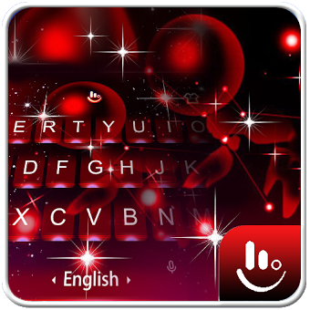 Live 3D Sparkling Red Star Keyboard Theme