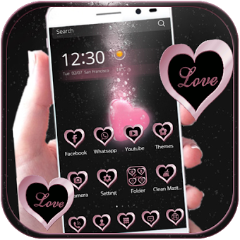 Любовная тема Розовое сердце Pink Love Heart