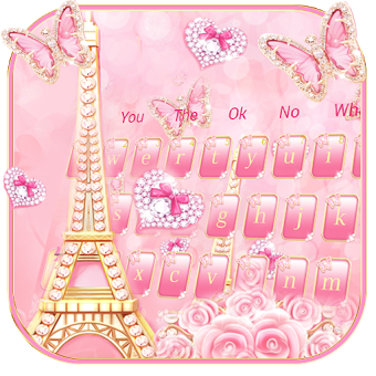 Розовая роза Париж клавиатура тема