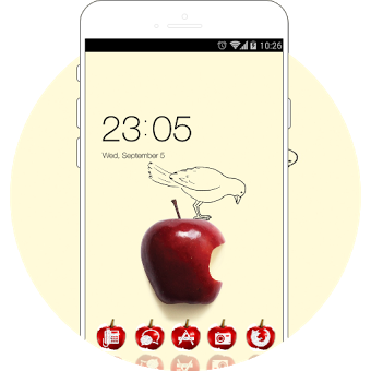 Theme for galaxy j2 ace with red apple screensaver